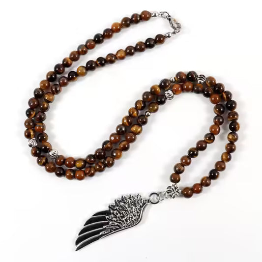 قلادة من خرز بني بخمسة أشكال (EGN142)