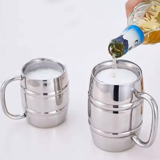 500ml Double-Wall Stainless Steel Beer Cup – Insulated Coffee & Water Mug with Handle – Portable for Outdoor & Camping
