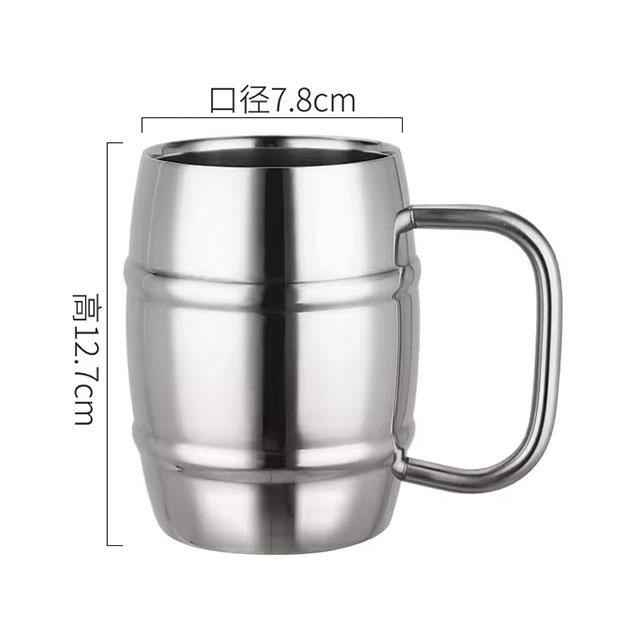 500ml Double-Wall Stainless Steel Beer Cup – Insulated Coffee & Water Mug with Handle – Portable for Outdoor & Camping