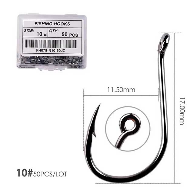 50PCS Circle Carp Fishing Hooks – Ring Eyed Single Jig Fishhooks | Japanese Tackle for Freshwater & Saltwater