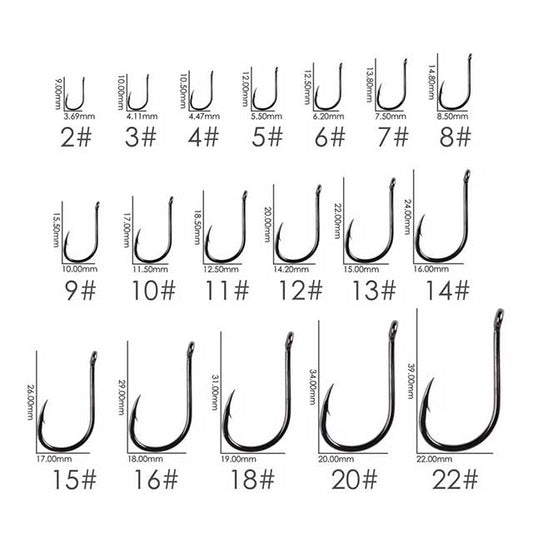 50PCS Circle Carp Fishing Hooks – Ring Eyed Single Jig Fishhooks | Japanese Tackle for Freshwater & Saltwater
