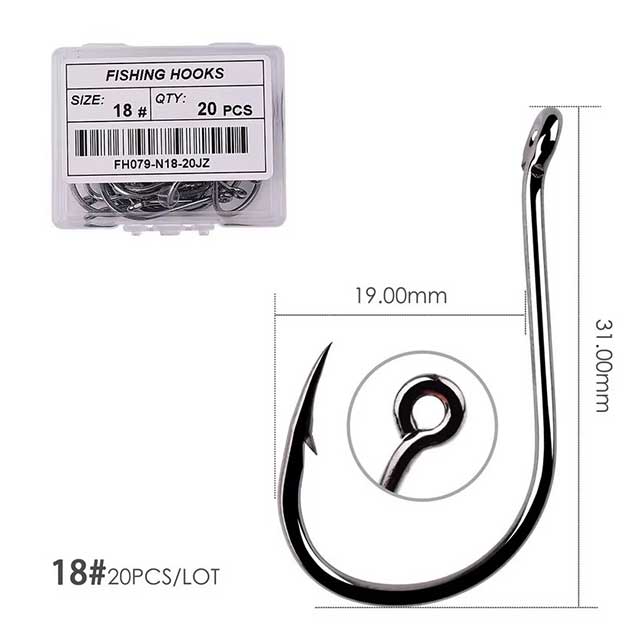 50PCS Circle Carp Fishing Hooks – Ring Eyed Single Jig Fishhooks | Japanese Tackle for Freshwater & Saltwater