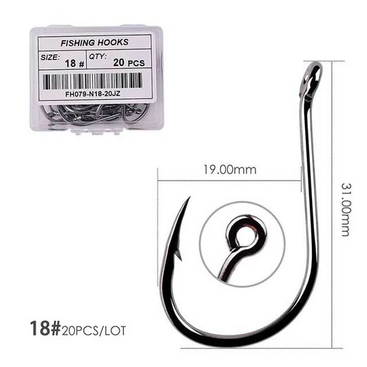 50PCS Circle Carp Fishing Hooks – Ring Eyed Single Jig Fishhooks | Japanese Tackle for Freshwater & Saltwater