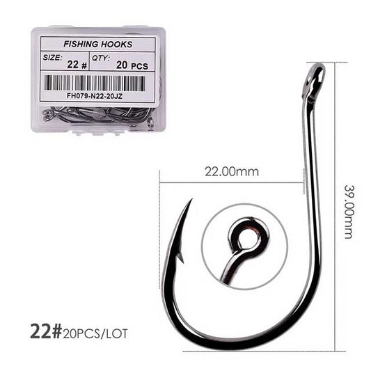 50PCS Circle Carp Fishing Hooks – Ring Eyed Single Jig Fishhooks | Japanese Tackle for Freshwater & Saltwater