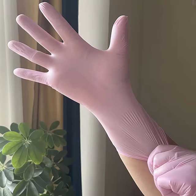 50PCS Light Pink Disposable Nitrile Gloves – Waterproof, Anti-static, Durable Gloves for Kitchen Cooking and Cleaning