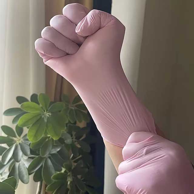 50PCS Light Pink Disposable Nitrile Gloves – Waterproof, Anti-static, Durable Gloves for Kitchen Cooking and Cleaning