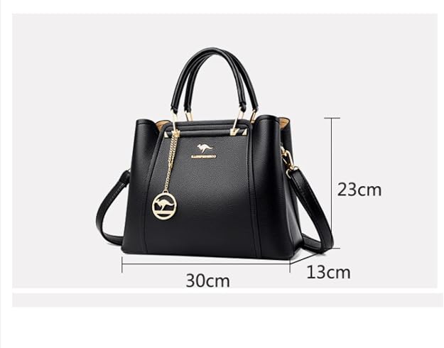 **Women's Luxury Faux Leather Handbag – 3-Compartment Large Capacity Shoulder & Crossbody Tote Bag**