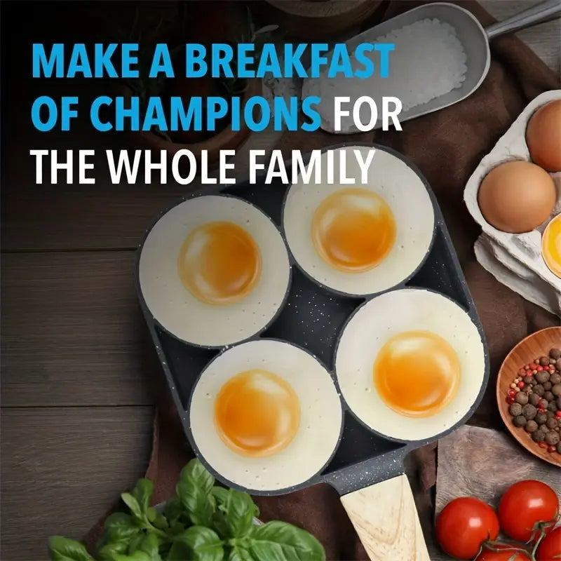 4-Hole Non-Stick Frying Pan – Maifan Stone Egg & Pancake Cooker for Even Heating & Easy Cooking