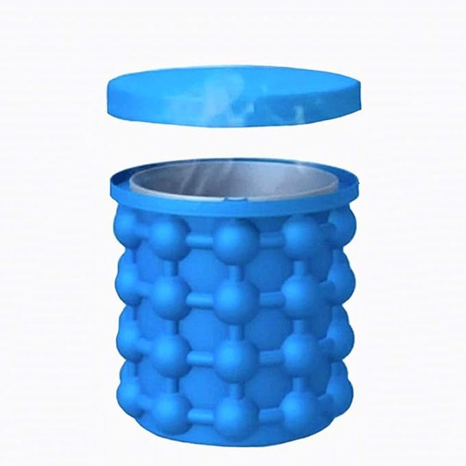 Silicone Ice Bucket with Lid & Tongs – Portable Ice Cube Maker and Wine Cooler for Drinks & Parties