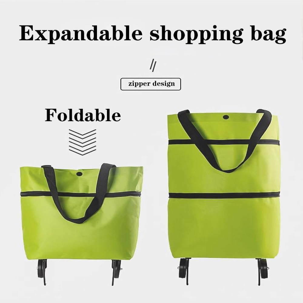Chariot de courses pliant portable à roulettes - Caddie de courses léger à tirer à la main - Sac à dos durable de grande capacité pour un usage domestique