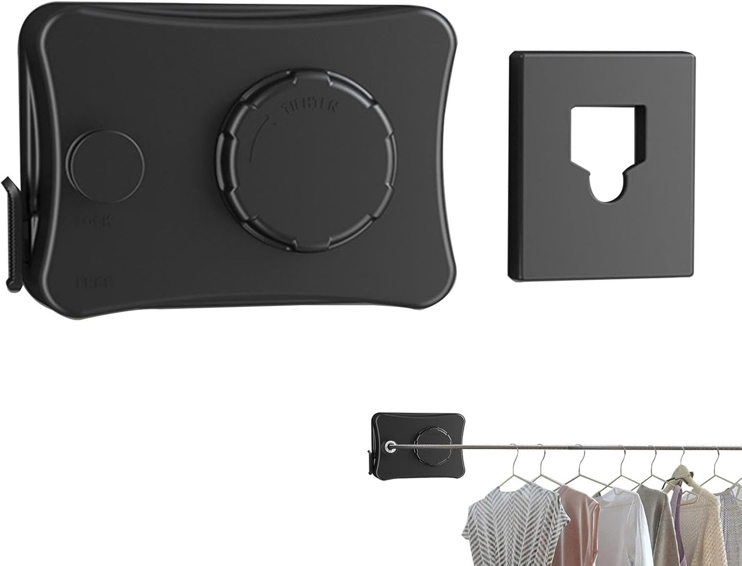 Heavy-Duty Retractable Clothesline – Wall-Mounted Waterproof Drying Rack for Balcony, Indoor & Outdoor Laundry Organization (Black)