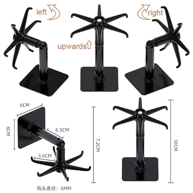 360° Rotating Wall Mounted Hook Rack – Multi-Function 4 Hook Organizer for Kitchen, Bathroom & Home Storage