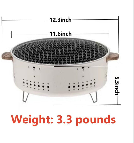 Portable Korean Charcoal BBQ Stove – Stainless Steel Split-Design Round Grill – Non-Stick Outdoor Camping Barbecue Rack for Tabletop Grilling