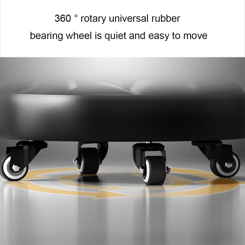 Tabouret de travail bas roulant – Siège pivotant robuste avec roulettes – Tabouret ergonomique bas pour la réparation automobile, le garage, la maison et l'extérieur