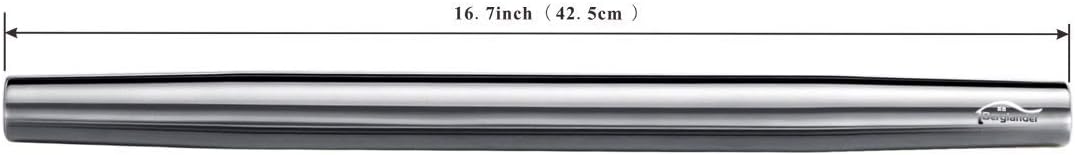 Berglander 16.7-Inch Stainless Steel Rolling Pin – Matte Finish Baking Roller for Pizza Dough, Pie, Cookies & Pastry