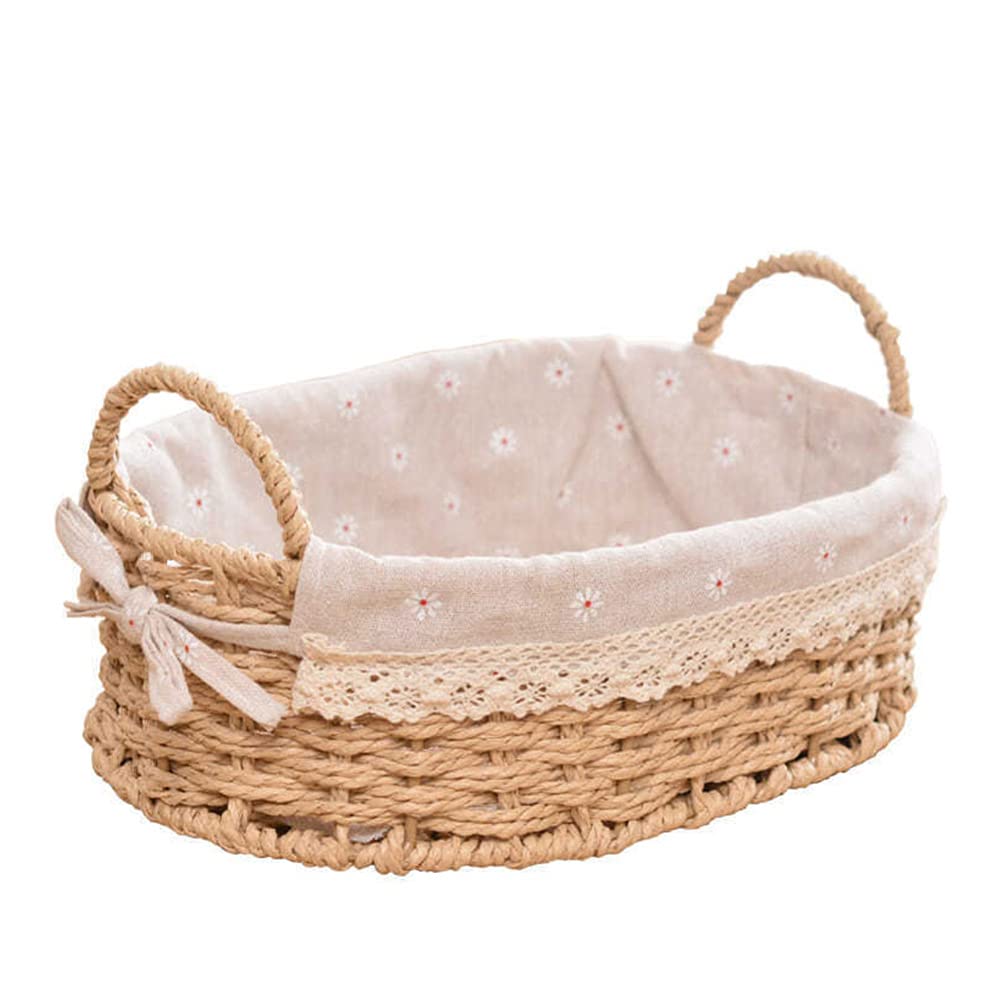 Paniers de Rangement Tissés à la Main avec Poignées – Organisateur de Cuisine Rustique pour Fruits & Légumes – Boîte de Rangement Polyvalente pour Bureau & Salle de Bain