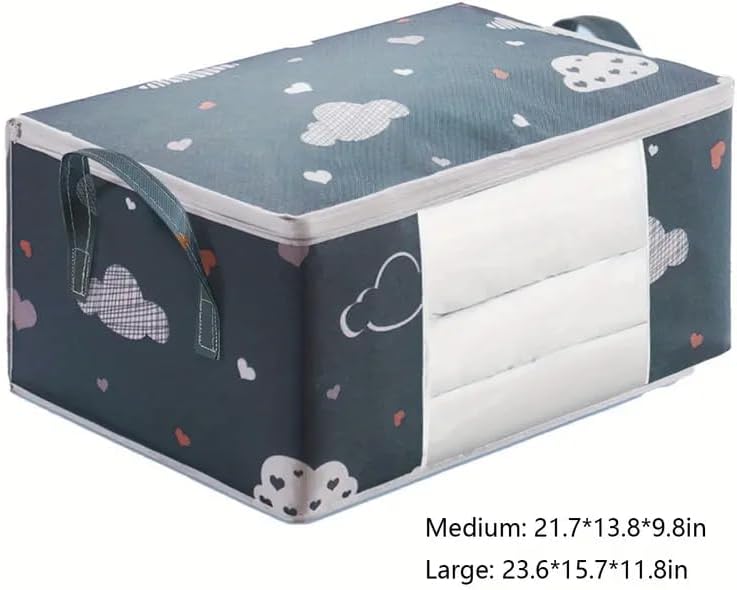 Large Capacity Foldable Clothes Storage Bag – Heavy-Duty Quilt & Bedding Organizer with Reinforced Handles – Sturdy Dual-Zipper Storage Bin for Blankets and Comforters – Available in Medium & Large Sizes