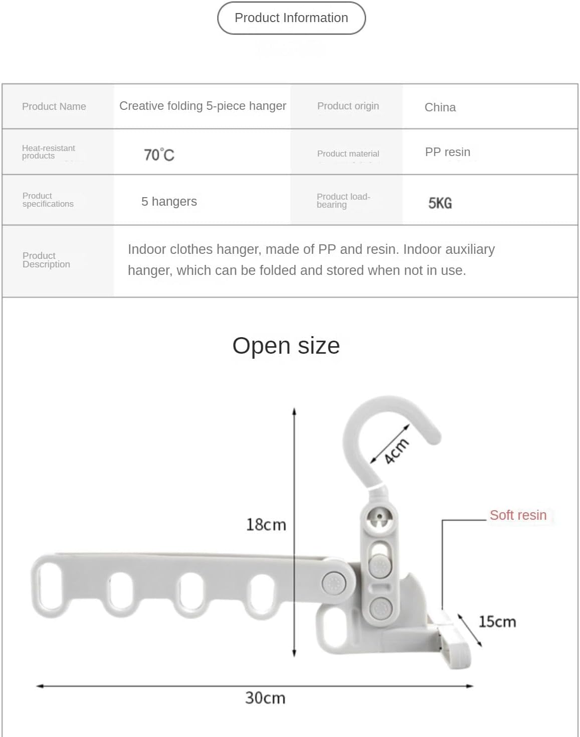 Cintre de voyage pliable portable à 5 trous – Séchoir à linge compact pliable pour hôtel, camping et organisation en déplacement