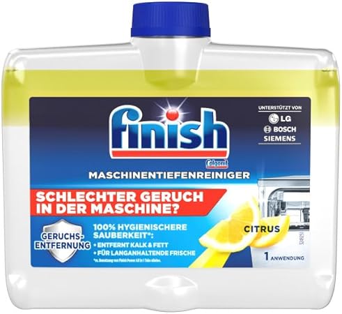 Finish Citrus Dishwasher Cleaner Liquid – Deep Cleaning Machine Descaler Removes Limescale & Grease for Fresh, Hygienic Dishwasher