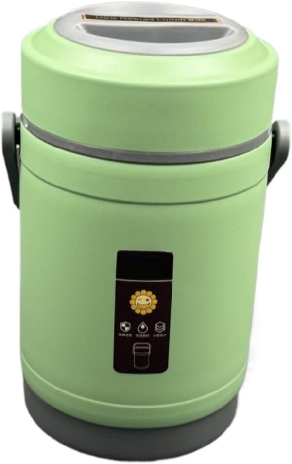 Boîte à lunch chauffante électrique 1,6L – Chauffe-plat en acier inoxydable 304 avec chargeur USB et voiture, boîte bento portable isolée
