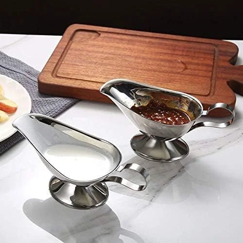 3 OZ Stainless Steel Sauce Boat – Gravy Server, Salad Dressing Pourer & Creamer Jug for Sauces, Broths and Condiments