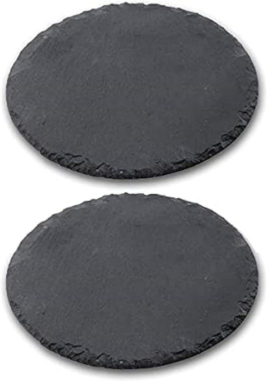 BOZZH Natural Black Western Slate Stone Dish - Premium Steak, Cheese & Dessert Service Tray
