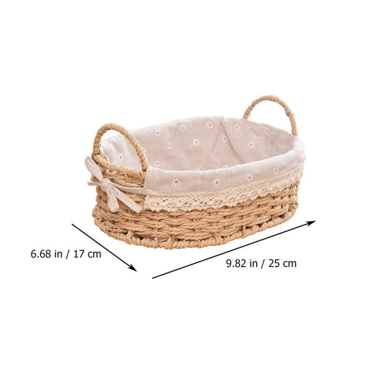 Handwoven Storage Baskets with Handles – Rustic Kitchen Organizer for Fruits & Vegetables – Multi-Purpose Desktop & Bathroom Sundries Box