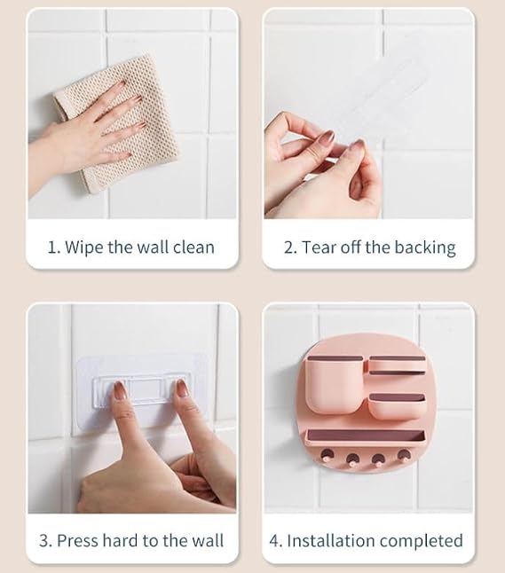 Support mural pour téléphone et télécommande – Organisateur de rangement multifonctionnel avec crochets pour salle de bain, chambre et bureau