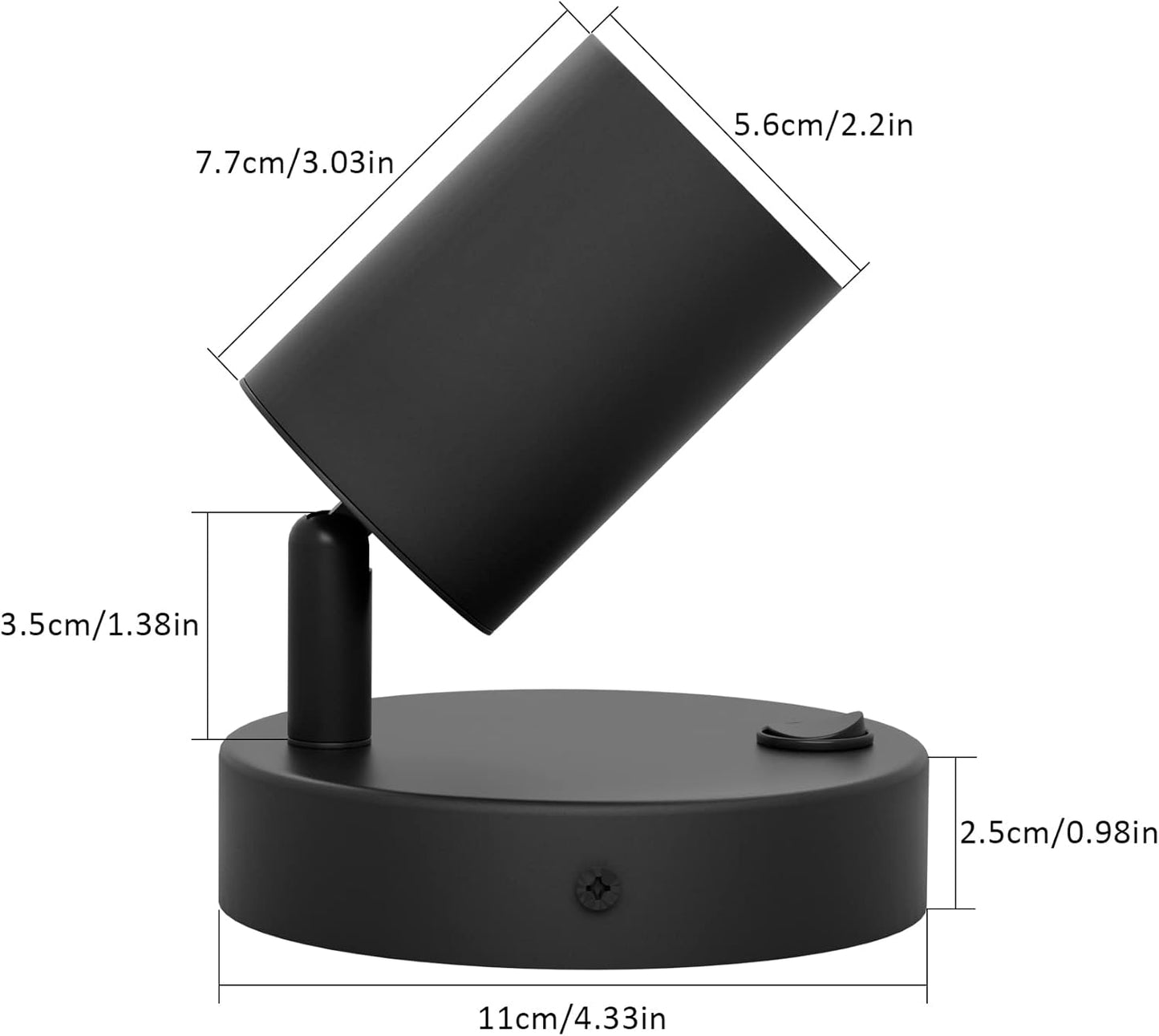 Klighten Pack of 2 GU10 Indoor Wall Spotlights – Adjustable 350° Black Aluminium Wall Lights with Switch for Living Room, Bedroom & Kitchen (Bulbs Not Included)