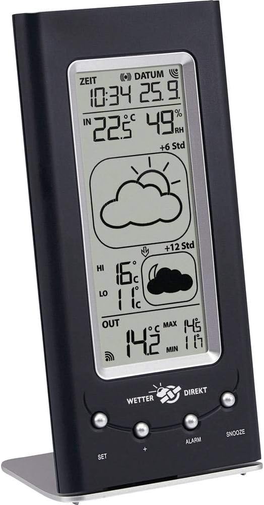 TFA Dostmann Satellite Wireless Weather Station | Professional Weather Forecast, Indoor & Outdoor Temperature & Humidity Display