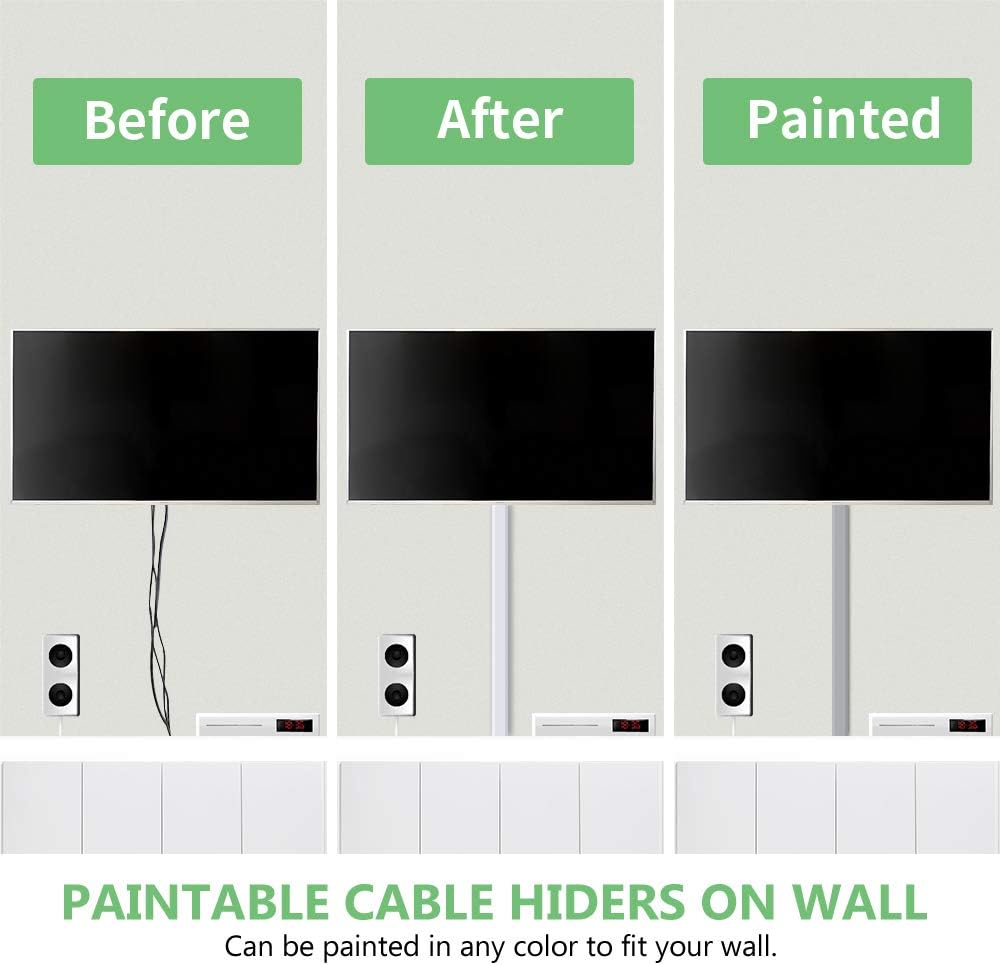 MUDEELA 3.2M Cable Trunking Kit – 8-Piece White Cable Raceway & Cord Concealer for Home and Office