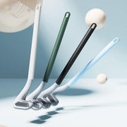 Brosse de toilettes en silicone en forme de tête de golf – Brosse de nettoyage flexible à 360° – Récurage mural à long manche pour toilettes turques, interstices de WC et recoins cachés