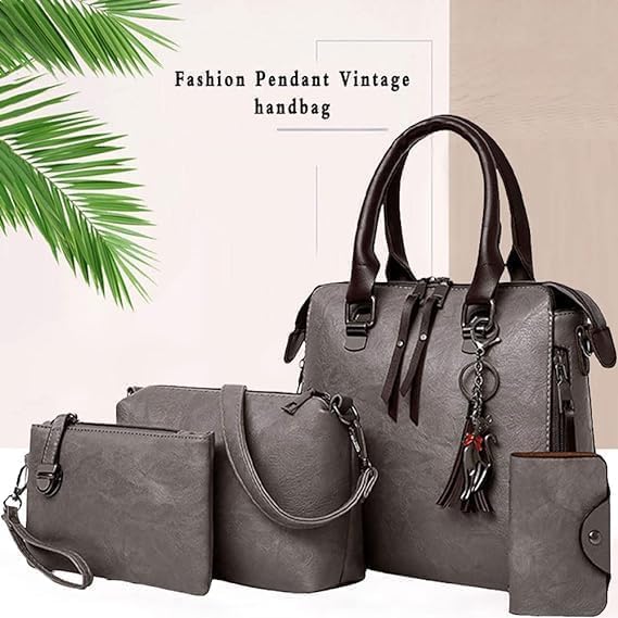 4-Piece Women's Handbag Set – Tote, Shoulder Bag, Satchel Purse & Wallet
