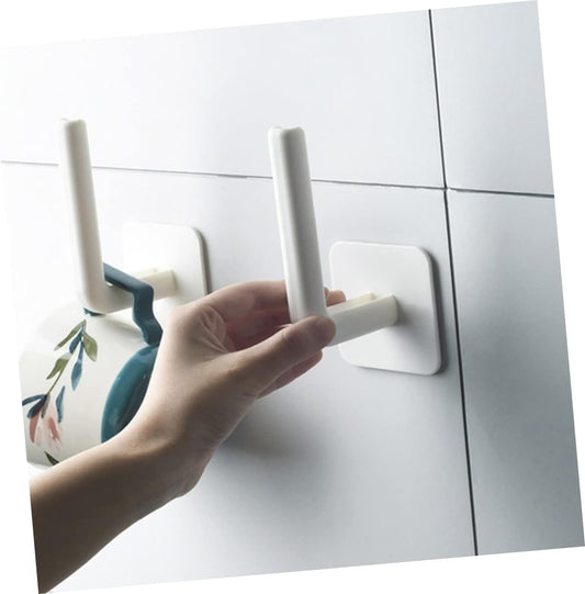 No-Hole Multifunctional Hooks – Kitchen Wall-Mounted Lazy Rag Hanger – Vertical Paper Towel & Film Organiser Rack