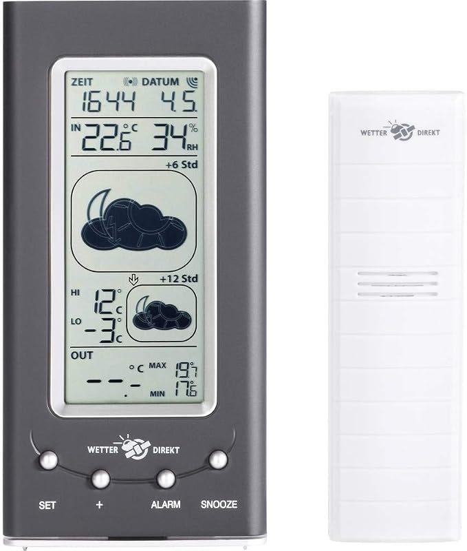 TFA Dostmann Satellite Wireless Weather Station | Professional Weather Forecast, Indoor & Outdoor Temperature & Humidity Display