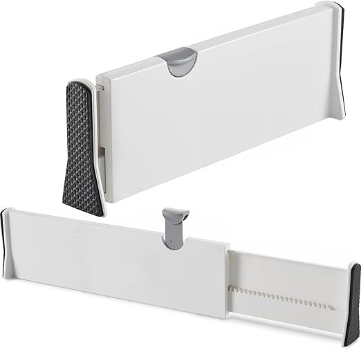YumLock 4-Pack Adjustable Drawer Dividers – Expandable 37.5–53.5 cm Organizers with Locking Design & EVA Foam Pads
