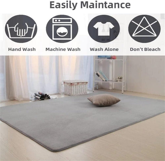 Modern Super Soft Silver Grey Coral Velvet Area Rug – Shaggy Abstract Living Room Carpet – Anti-Slip Large Bedroom Rug – Short Pile Luxury Floor Mat (120x160cm / 140x200cm)