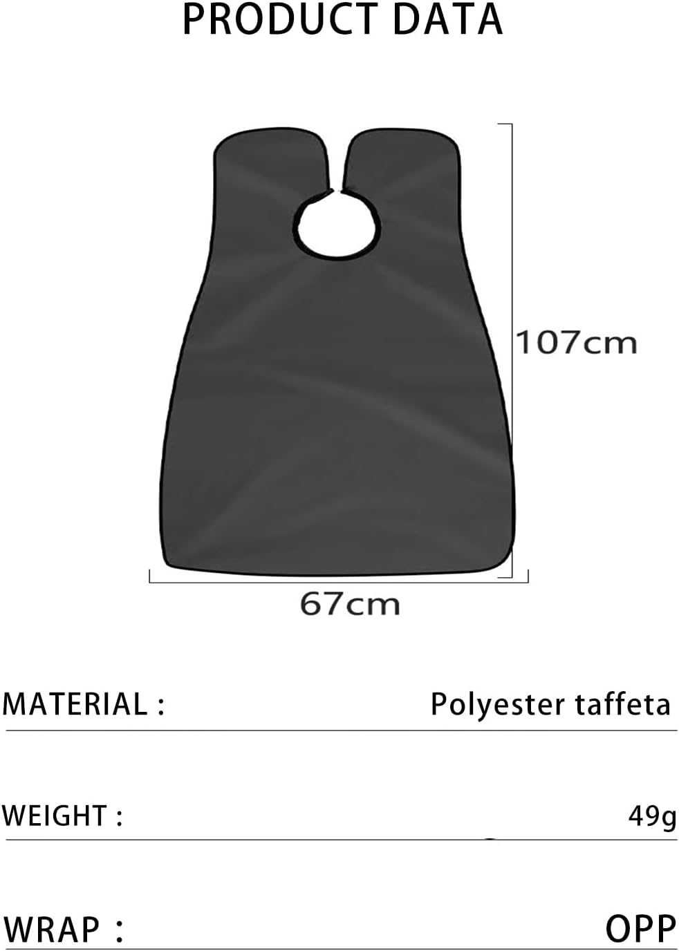 Tablier de rasage pour homme – Cape attrape-barbe anti-salissure avec ventouses – Bavette de toilettage pour adulte – Outil de toilettage professionnel style barbier