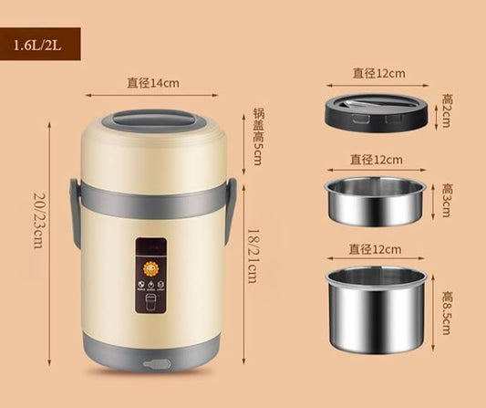 1.6L Electric Heated Lunch Box – 304 Stainless Steel Food Warmer with USB & Car Charger, Insulated Portable Bento Box
