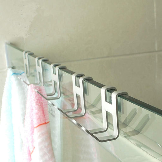 H-Shape Space Aluminum Over-Door Hook – No-Drill Shower Glass Towel Holder – Versatile Metal Hanger for Bathroom, Kitchen, and Cabinet Organization