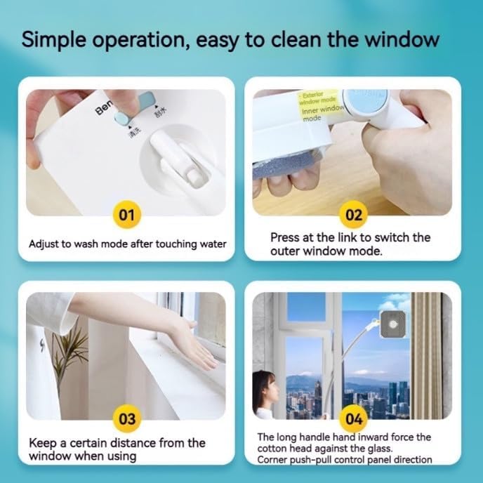 Adjustable Telescopic Window Cleaner Brush – Double-Sided Glass Wiper for Indoor & Outdoor Use