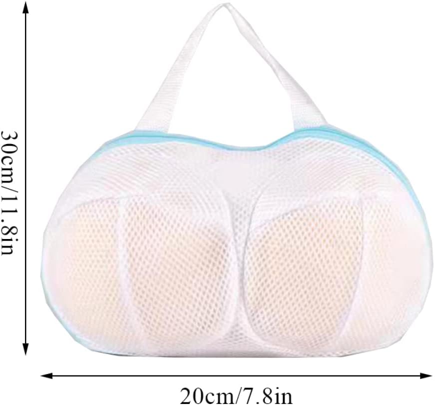 Zippered Laundry Washing Bag – Foldable Mesh Bra & Lingerie Protector for Washing Machine (Gray/Blue)