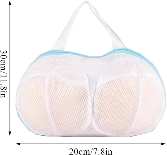 Zippered Laundry Washing Bag – Foldable Mesh Bra & Lingerie Protector for Washing Machine (Gray/Blue)