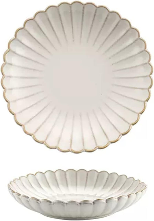 Classic Ceramic White Dinnerware – Deep Round Household Dinner Plates – Minimalist Solid Color Salad & Dessert Plates – Professional Restaurant Kitchen Tableware (4.5 inch Bowl/10 inch plate/8.5 inch plate )
