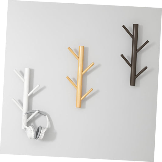 Hanging Coat Mounted Hooks Pine Wood Space-Saving Non-Slip Decorative Hook Rack for Home