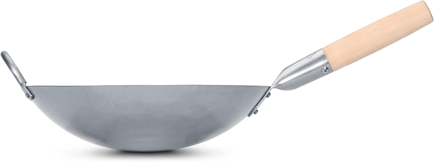 Classic Stir-Fry Wok – Handcrafted Carbon Steel with Dual Support Handles