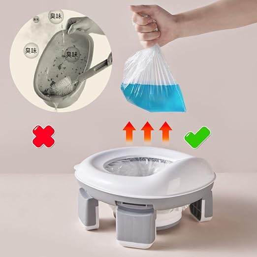 New 3-in-1 Travel Potty – Silicone Foldable Baby Training Seat – Safe & Portable Outdoor Toilet for Children – Compact Toddler Commode (Blue/Gray/Pink)
