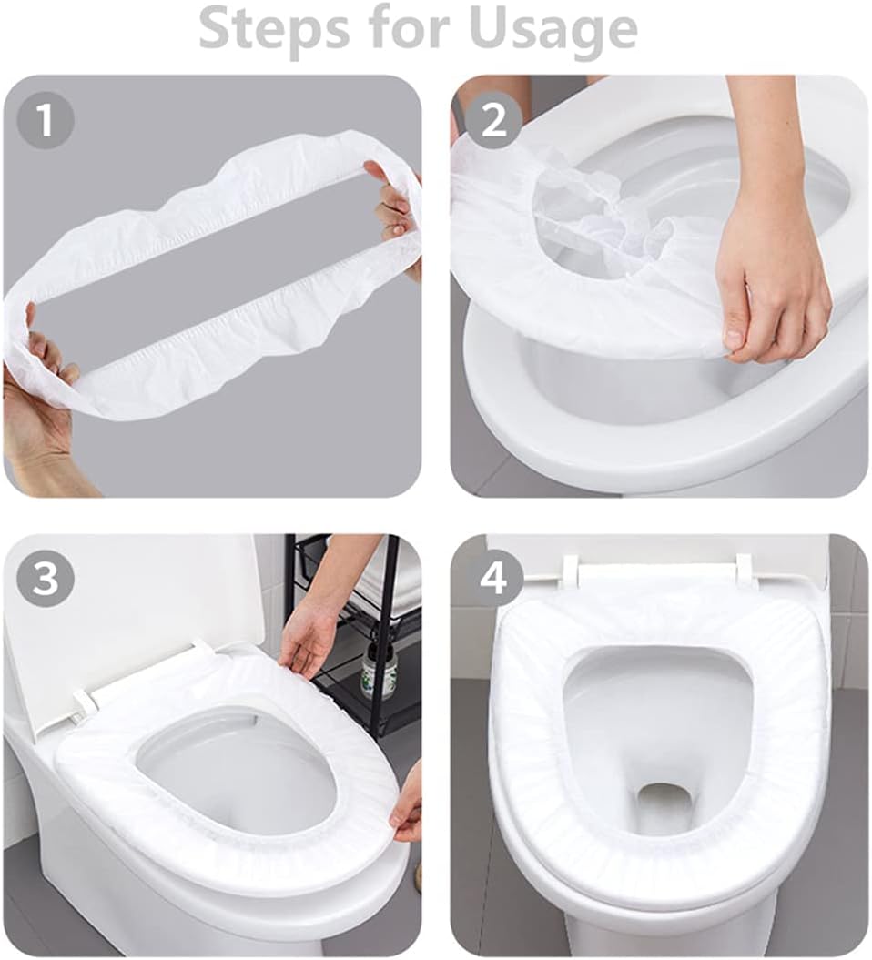 Lot de 10 Housses de Siège de Toilettes Jetables Stériles – Tapis de WC Portables Non-Tissés – Protections Imperméables Emballées Individuellement pour Hôtels, Camping et Toilettes Publiques