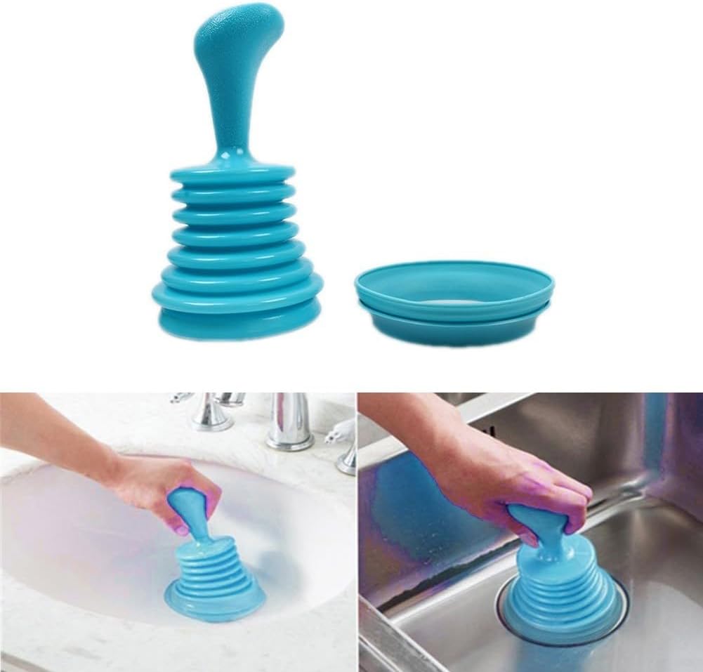 Pipeline Dredge Suction Cup Plunger – Portable Manual Sink & Toilet Pipe Cleaner – Strong Squeeze Dredger for Kitchen and Bathroom (Pink/Blue/Green)