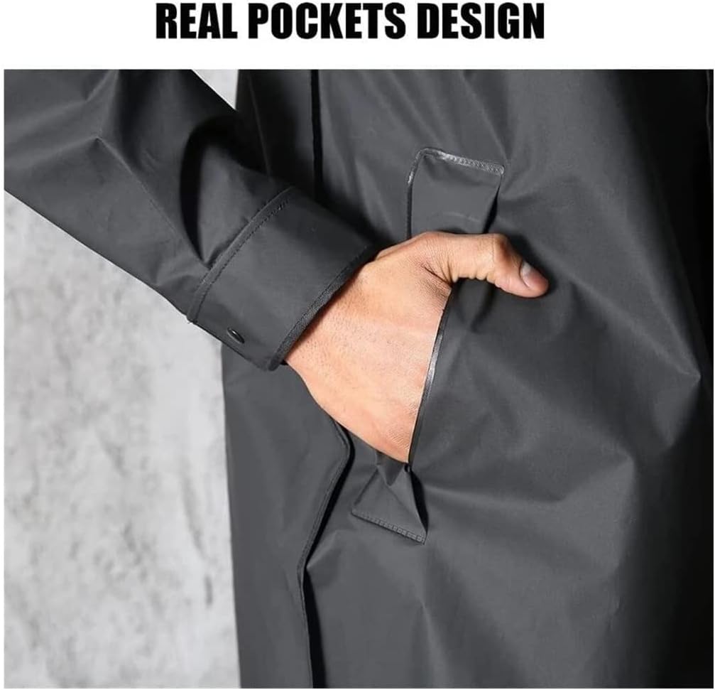 Imperméable unisexe adulte long – Veste de pluie à capuche en EVA épais – Poncho de pluie réutilisable et robuste pour la randonnée, le camping et les festivals en plein air